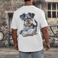 Nerdy Schnauzer Dog Book Lover Glasses Cute Pet For Men Women Kids Men's Back Print T-Shirt