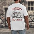 Read Books Be Kind Stay Weird Bookish Cowboy Reading Raccoon Men's Back Print T-Shirt