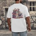 Reading A Book Per Day Keeps Reality Away Skeleton Books Men's Back Print T-Shirt Reading A Book Per Day Keeps Reality Away Skeleton Books Men's Back Print T-Shirt