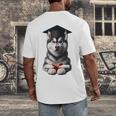 Siberian Husky Dog Graduation Cap Training School Graduate Men Women Kids Men's Back Print T-Shirt