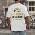 Super Proud Little Sister Of 2025 Graduate Graduation Family Men's Back Print T-Shirt