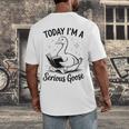 Today I'm A Serious Goose Animal Reading Book Lovers Men's Back Print T-Shirt