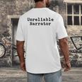 Unreliable Narrator Writer Literary Book Author Bookworm Men's Back Print T-Shirt