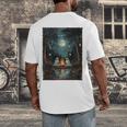 Vintage Ghost Book Reading Camping Gothic Halloween Teachers Men's Back Print T-Shirt