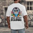 Wild About Reading Book Lover Penguin Men's Back Print T-Shirt