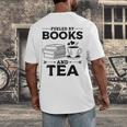 Women's Fueled By Books And Tea Book Lover Bookworm Reading Books Men's Back Print T-Shirt Women's Fueled By Books And Tea Book Lover Bookworm Reading Books Men's Back Print T-Shirt