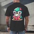 Adorable Book Lover Humming Bird With Reading Glasses Cute Men's Back Print T-Shirt Adorable Book Lover Humming Bird With Reading Glasses Cute Men's Back Print T-Shirt