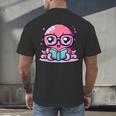 Adorable Book Lover Octopus With Reading Glasses Cute Men's Back Print T-Shirt