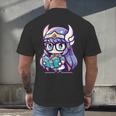 Adorable Book Lover Valkyrie With Reading Glasses Cute Men's Back Print T-Shirt Adorable Book Lover Valkyrie With Reading Glasses Cute Men's Back Print T-Shirt