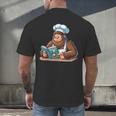 Bigfoot Reading a Cookbook Men's Back Print T-Shirt