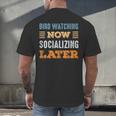 Bird Watching Now Minimal Socializing Introvert Vintage Men's Back Print T-Shirt Bird Watching Now Minimal Socializing Introvert Vintage Men's Back Print T-Shirt