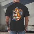 Book Dragon Reading Book Lover Men's Back Print T-Shirt Book Dragon Reading Book Lover Men's Back Print T-Shirt