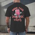 Book Fair Vibes School Librarian Retro 70s Reading Bookworm Men's Back Print T-Shirt