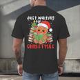 Book Reading Just Waiting For Christmas Gingerbread Men's Back Print T-Shirt