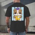Bulldog Anime Pup Graduation Men's Back Print T-Shirt