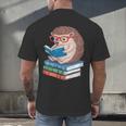 Cool Hedgehog Book Nerd Readers Men's Back Print T-Shirt