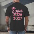 Coquette Pink Bow Flowers Senior 2026 2027 Graduation Men's Back Print T-Shirt