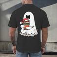Cute Ghost Holding Books Bookish Christmas Men's Back Print T-Shirt