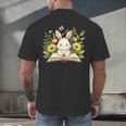 Cute Rabbit And Book Women Girls Reading Book Rabbit Lover Men's Back Print T-Shirt