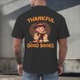 Cute Thanksgiving Teacher Librarian Thankful Reading Books Men's Back Print T-Shirt Cute Thanksgiving Teacher Librarian Thankful Reading Books Men's Back Print T-Shirt