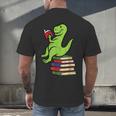 Dino Reading Read Reading Librarian Book Men Boys Kids Men's Back Print T-Shirt