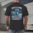 Dragon Reading Just A Girl Who Loves Dragons And Books Men's Back Print T-Shirt