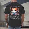 Easily Distracted By Coffee Cats And Books Men's Back Print T-Shirt Easily Distracted By Coffee Cats And Books Men's Back Print T-Shirt