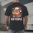 Ew People Capybara Christmas Introvert Holiday Humor Men's Back Print T-Shirt Ew People Capybara Christmas Introvert Holiday Humor Men's Back Print T-Shirt