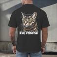 Ew People Cat Tabby Cat Antisocial Grumpy Introvert Men's Back Print T-Shirt Ew People Cat Tabby Cat Antisocial Grumpy Introvert Men's Back Print T-Shirt