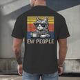 Ew People Introvert Cat Lover Crazy Vintage Cat Lady Men's Back Print T-Shirt