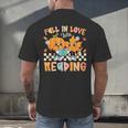 Fall In Love With Reading Thanksgiving Pumpkin Book Lover Men's Back Print T-Shirt
