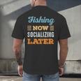 Fishing Now Minimal Socializing Introvert Vintage Men's Back Print T-Shirt Fishing Now Minimal Socializing Introvert Vintage Men's Back Print T-Shirt