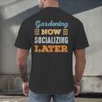 Gardening Now Minimal Socializing Introvert Vintage Men's Back Print T-Shirt Gardening Now Minimal Socializing Introvert Vintage Men's Back Print T-Shirt