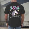 Girls Class Of 2029 Magical Unicorn Graduation Cap Men's Back Print T-Shirt