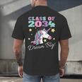 Girls Class Of 2034 Magical Unicorn Graduation Cap Men's Back Print T-Shirt