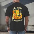 Go Away I'm Introverting Cat Coffee Headphones Men's Back Print T-Shirt Go Away I'm Introverting Cat Coffee Headphones Men's Back Print T-Shirt