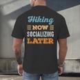 Hiking Now Minimal Socializing Introvert Vintage Men's Back Print T-Shirt