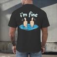 I'm Fine Drowning Thumbs Up Introvert Meme Humor Men's Back Print T-Shirt