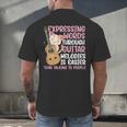 Introvert Guitarist Expressing Words Through Guitar Melody Men's Back Print T-Shirt