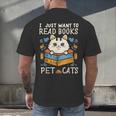 I Just Want To Read Books And Pet Cats Introvert Men's Back Print T-Shirt