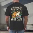 I Just Want To Read Books And Pet Cats Introvert Men's Back Print T-Shirt