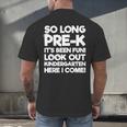 Kids Last Day Pre-K Kindergarten Here I Come Graduation Men's Back Print T-Shirt