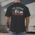 Life Happens Reading Helps Loves To Read Books Cats Men's Back Print T-Shirt Life Happens Reading Helps Loves To Read Books Cats Men's Back Print T-Shirt