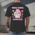 Middle School Level Complete Gaming Graduation Anime Girl Men's Back Print T-Shirt
