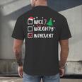 Nice Naughty Introvert Christmas List Santa Men's Back Print T-Shirt
