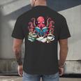 Octopus Reading Book Coffee Lover Bookaholic Bookworm Reader Men's Back Print T-Shirt