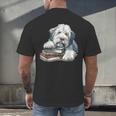 Old English Sheepdog Books Reading Dog Breed Graphic Men's Back Print T-Shirt