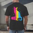 Pansexual Pride Celestial Cat Sitting Book LGBTQ Pan Colors Men Women Men's Back Print T-Shirt Pansexual Pride Celestial Cat Sitting Book LGBTQ Pan Colors Men Women Men's Back Print T-Shirt