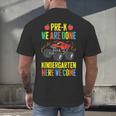 Pre-K Graduation Monster Truck Kindergarten Here We Come Men's Back Print T-Shirt