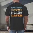 Puppet Making Now Minimal Socializing Introvert Vintage Men's Back Print T-Shirt